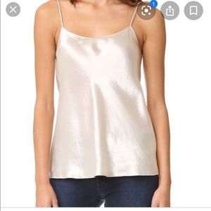 Vince silk pale silver tank top.